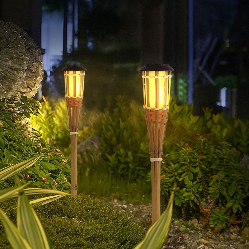 Solar Bamboo Flame Lantern – Atmospheric and Natural