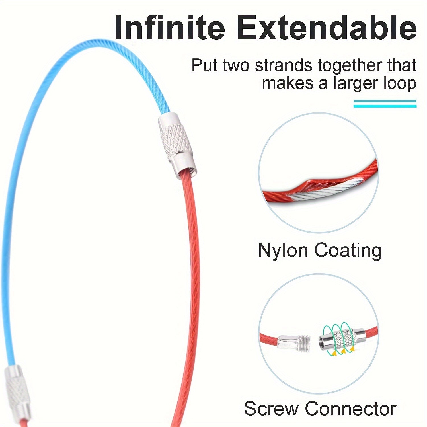 Steel Cable Keychains Set – Durable Keychains for Travel and Outdoor Activities