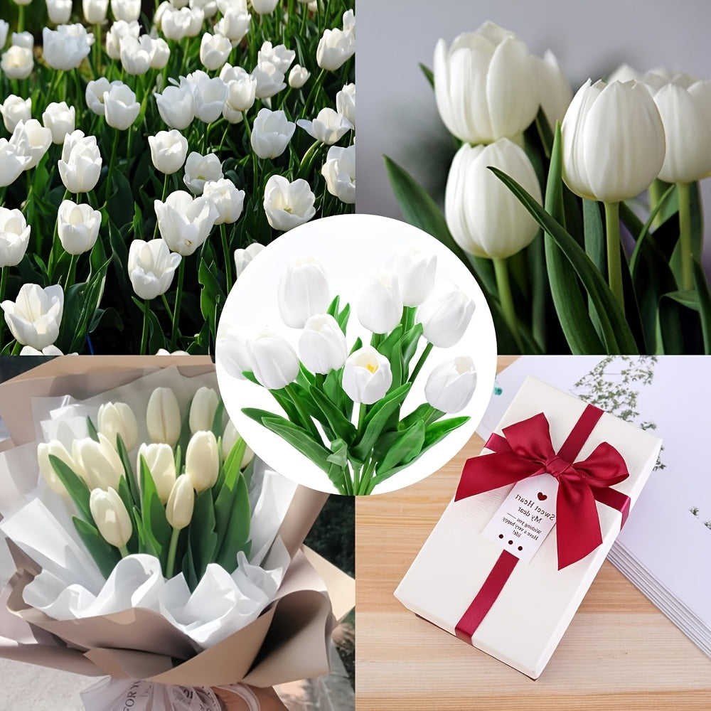 Set of 10 Artificial White Tulips – Perfect for Weddings, Photography, and Interior Decoration