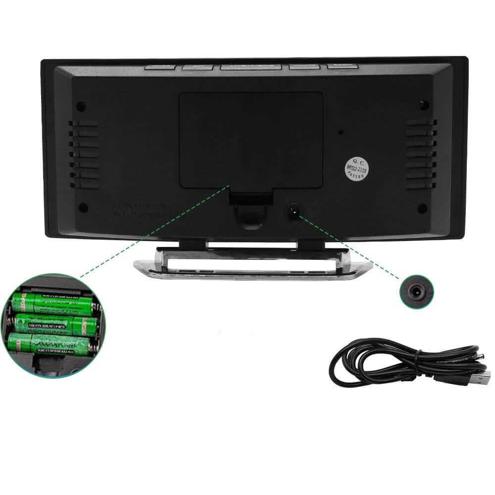 Curved LED Digital Alarm Clock with Modern Design – LumiCurve