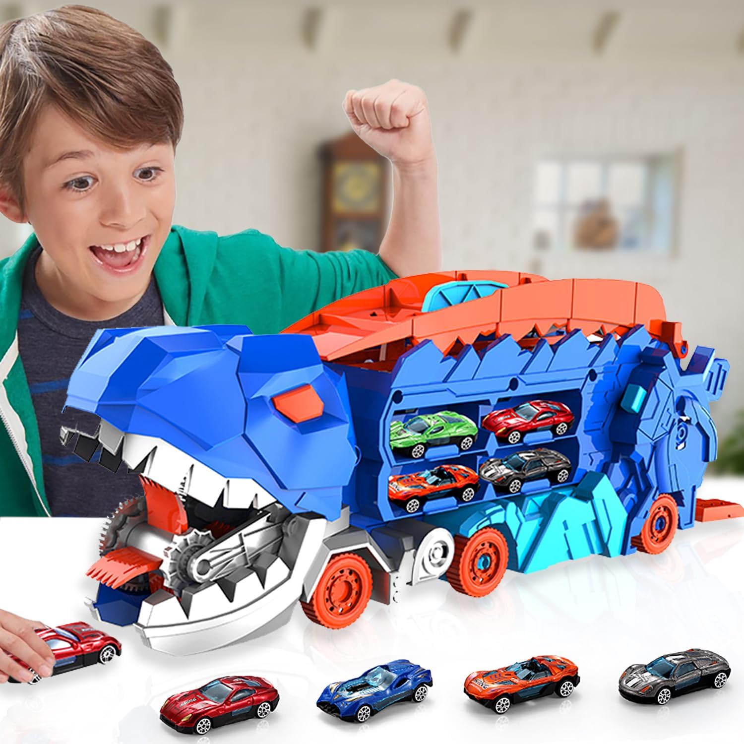 Dino City Transporter - Race Track & Transformable Truck