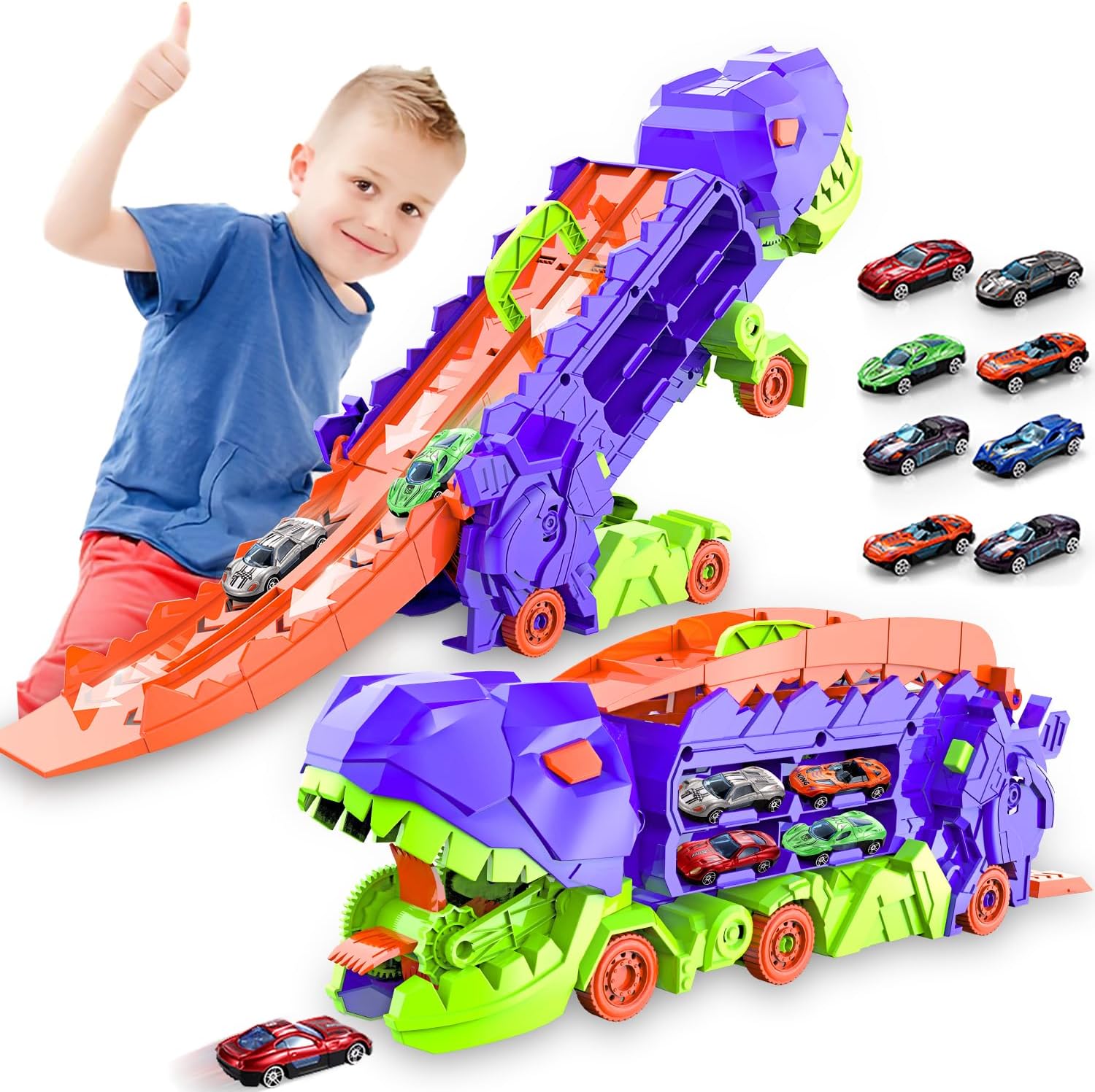 Dino City Transporter - Race Track & Transformable Truck