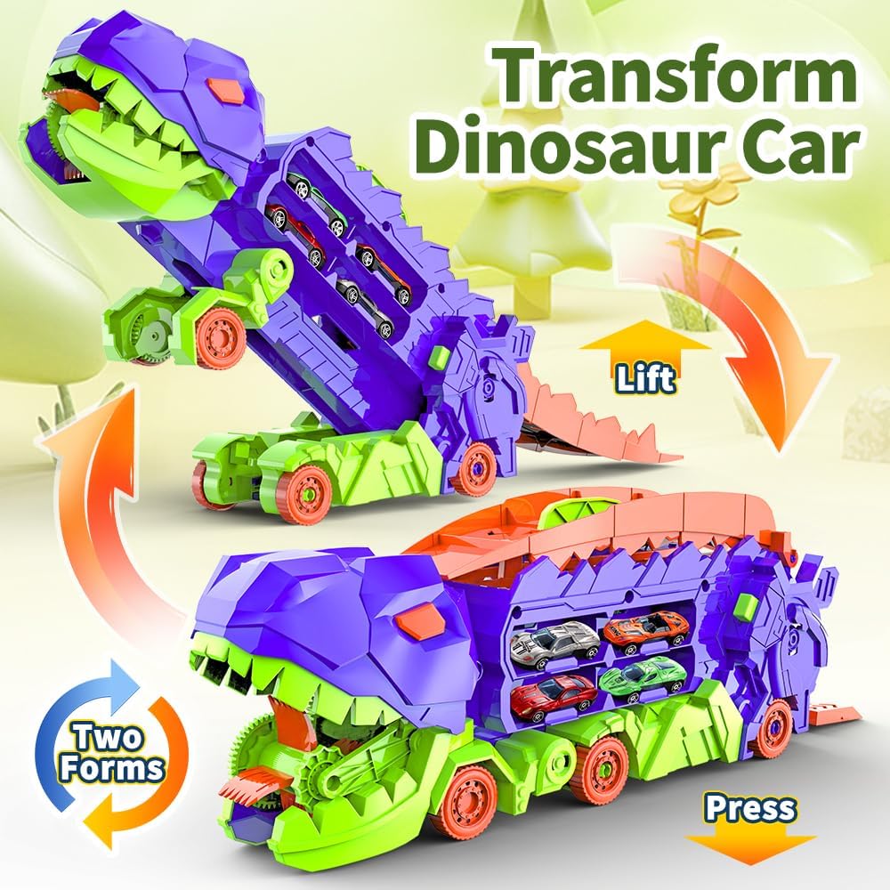 Dino City Transporter - Race Track & Transformable Truck