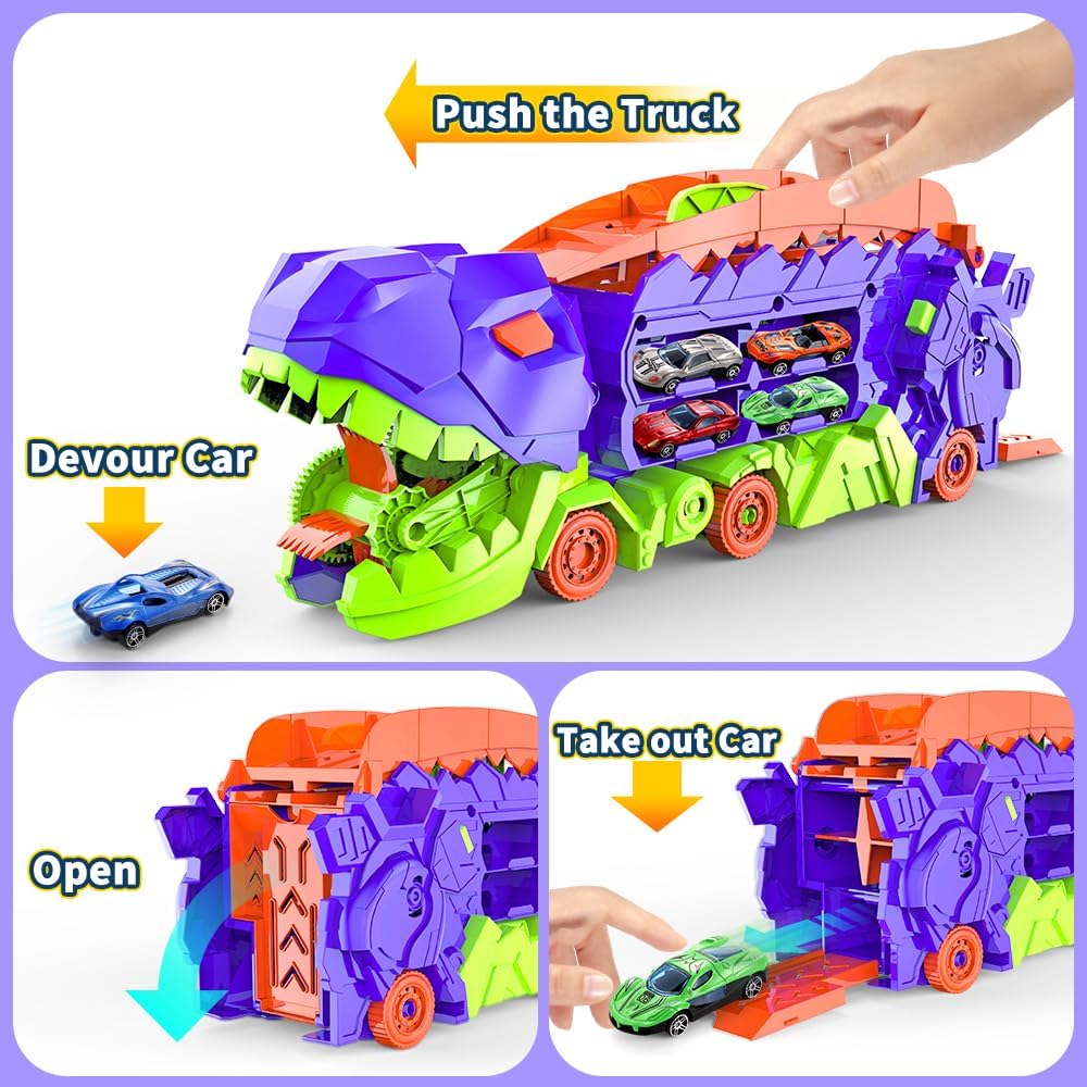 Dino City Transporter - Race Track & Transformable Truck