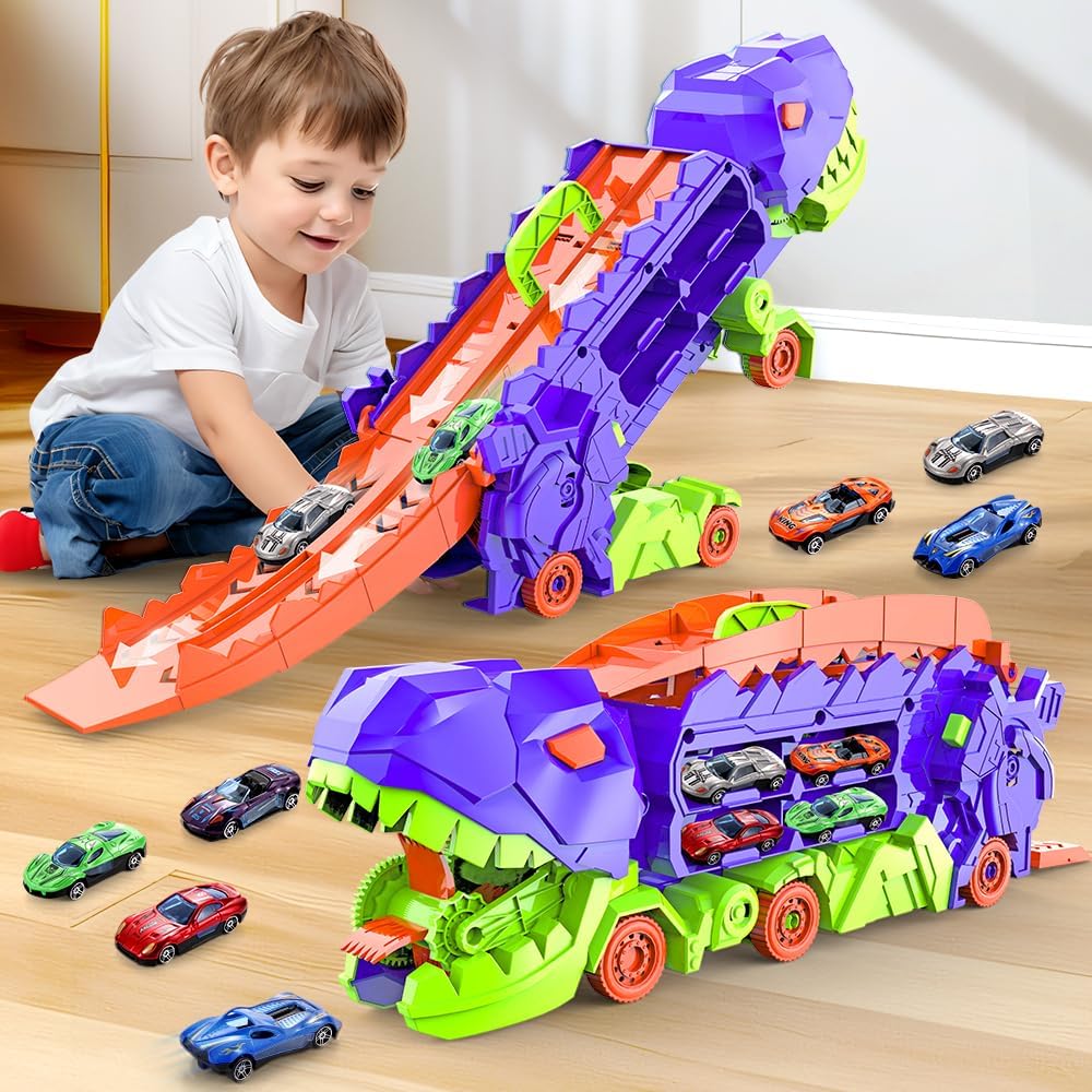 Dino City Transporter - Race Track & Transformable Truck