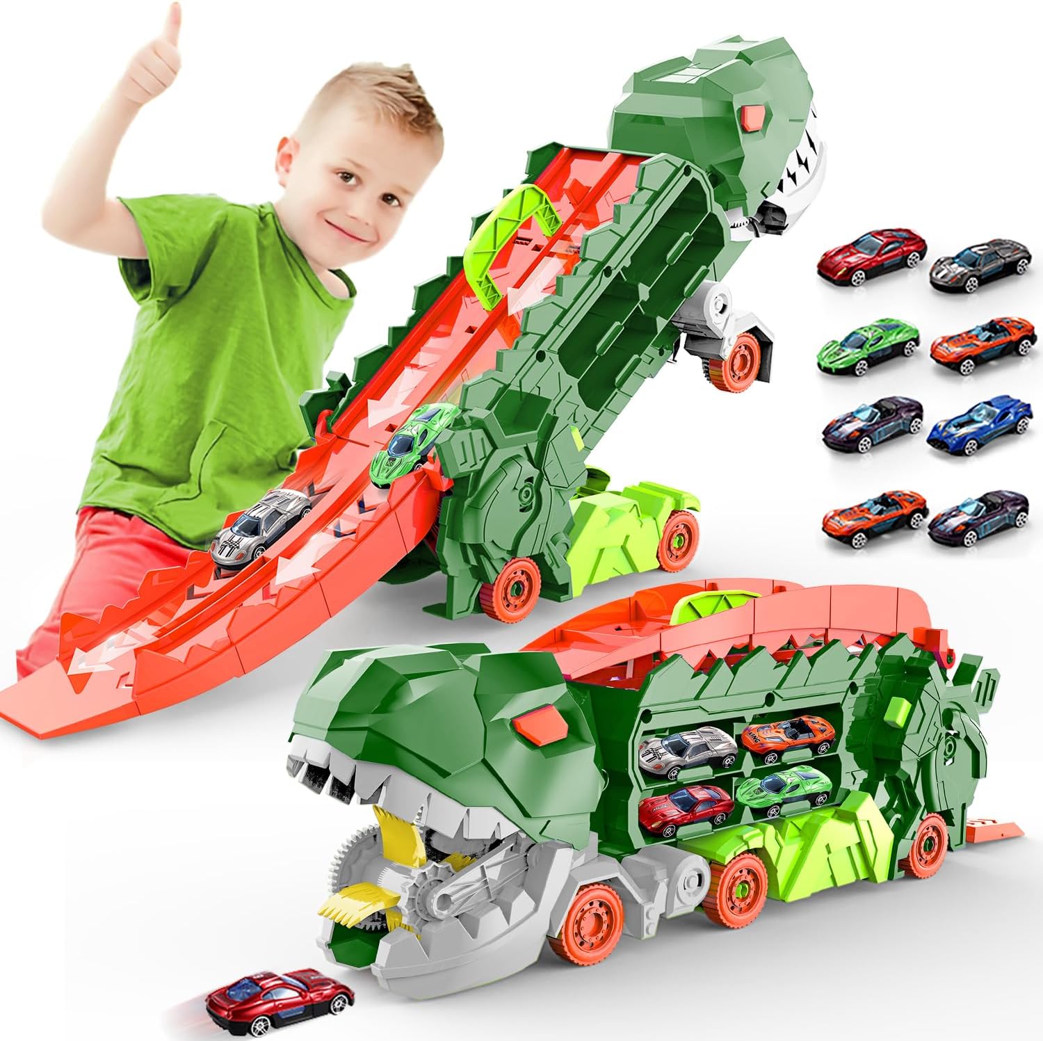 Dino City Transporter - Race Track & Transformable Truck