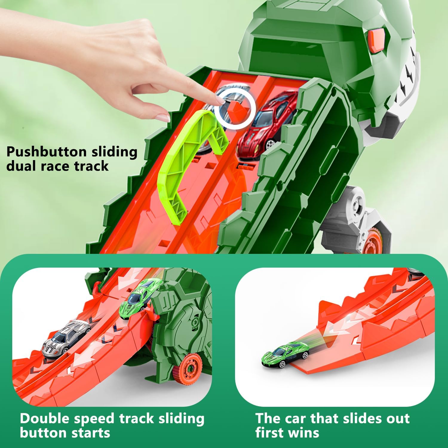 Dino City Transporter - Race Track & Transformable Truck