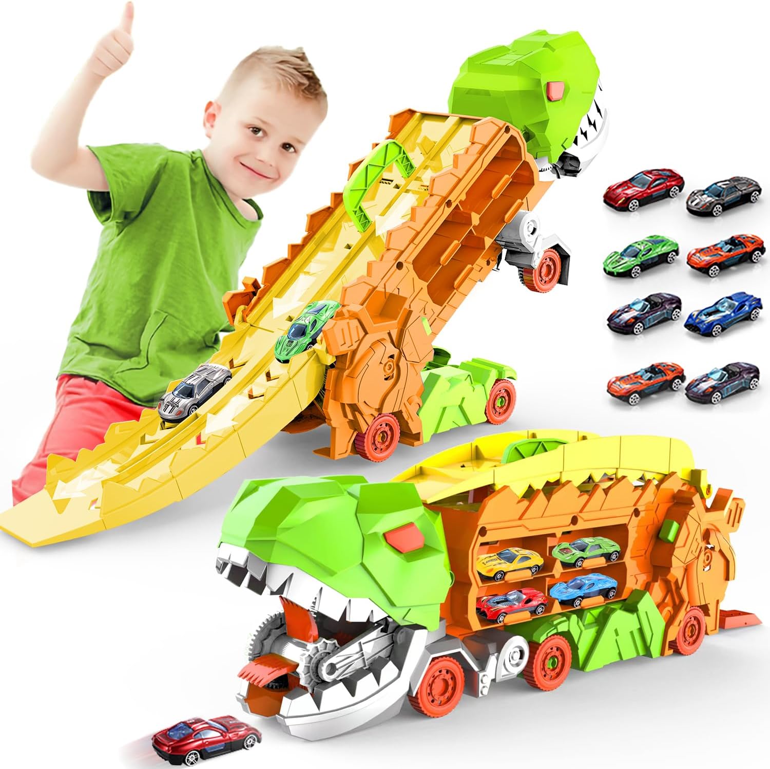 Dino City Transporter - Race Track & Transformable Truck