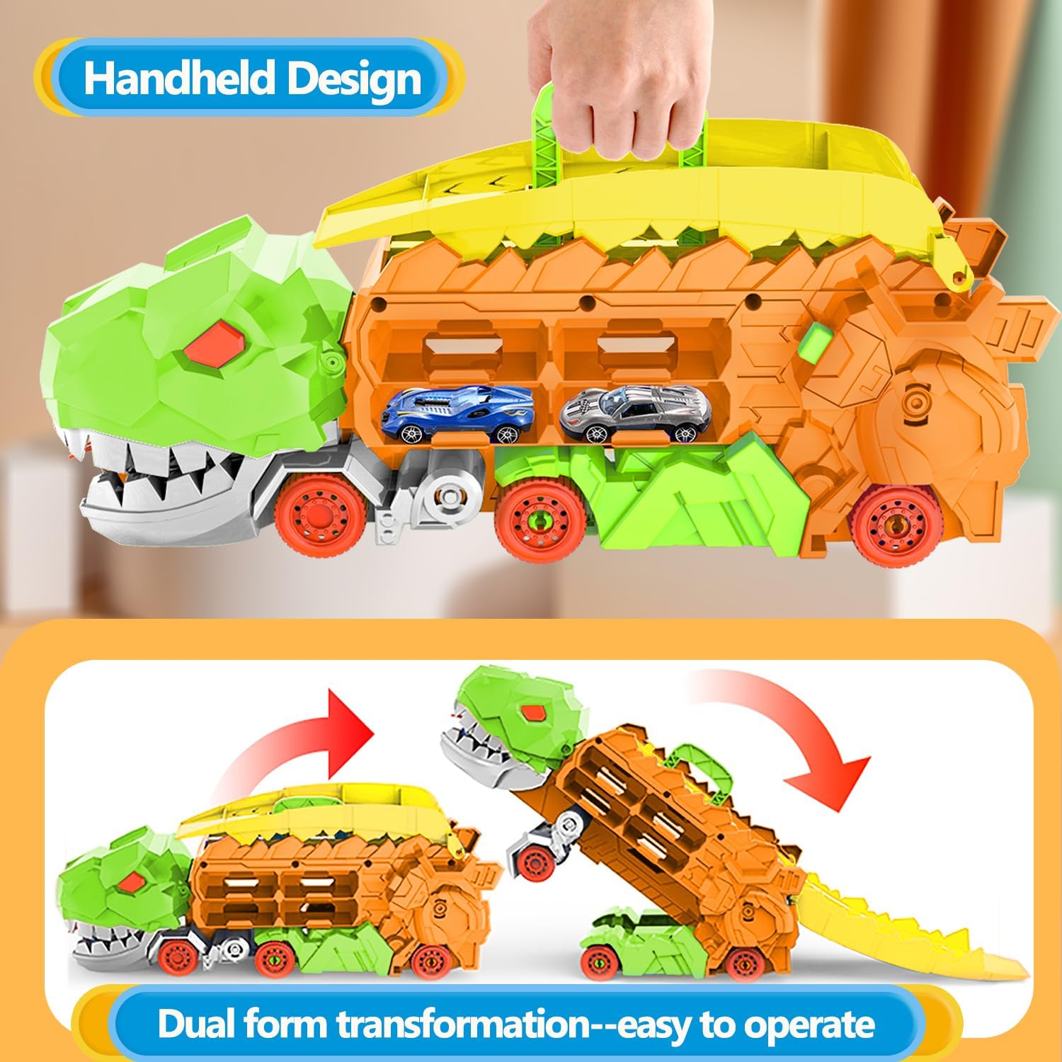 Dino City Transporter - Race Track & Transformable Truck
