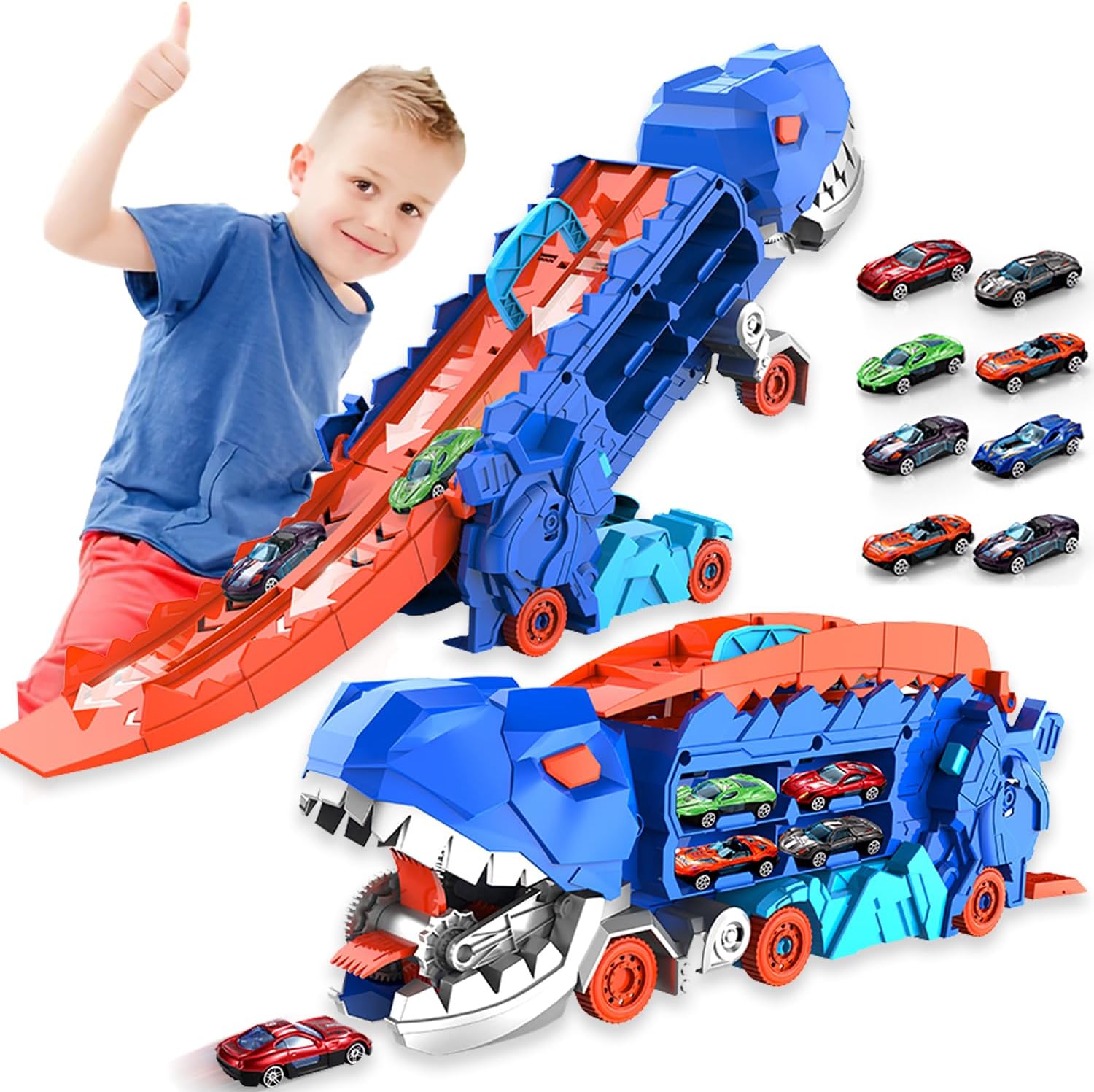 Dino City Transporter - Race Track & Transformable Truck