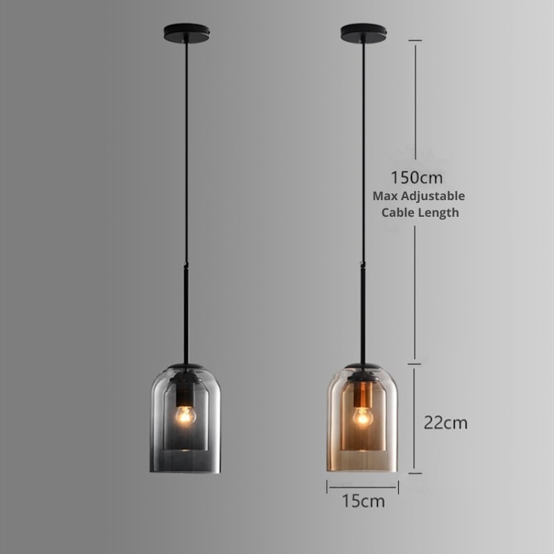 Stylish Double Glass Pendant Light - AuraGlas