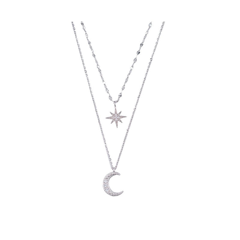 Double Moon | Double Necklace Moon Light Silver