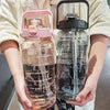 2L PORTABLE WATER BOTTLE WITH STRAW AND TIME MARKINGS FOR SPORT & FITNESS
