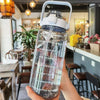 2L PORTABLE WATER BOTTLE WITH STRAW AND TIME MARKINGS FOR SPORT & FITNESS