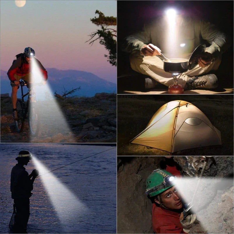 Powerful Waterproof LED Headlamp with Zoom & Rechargeable Battery for Outdoor Activities