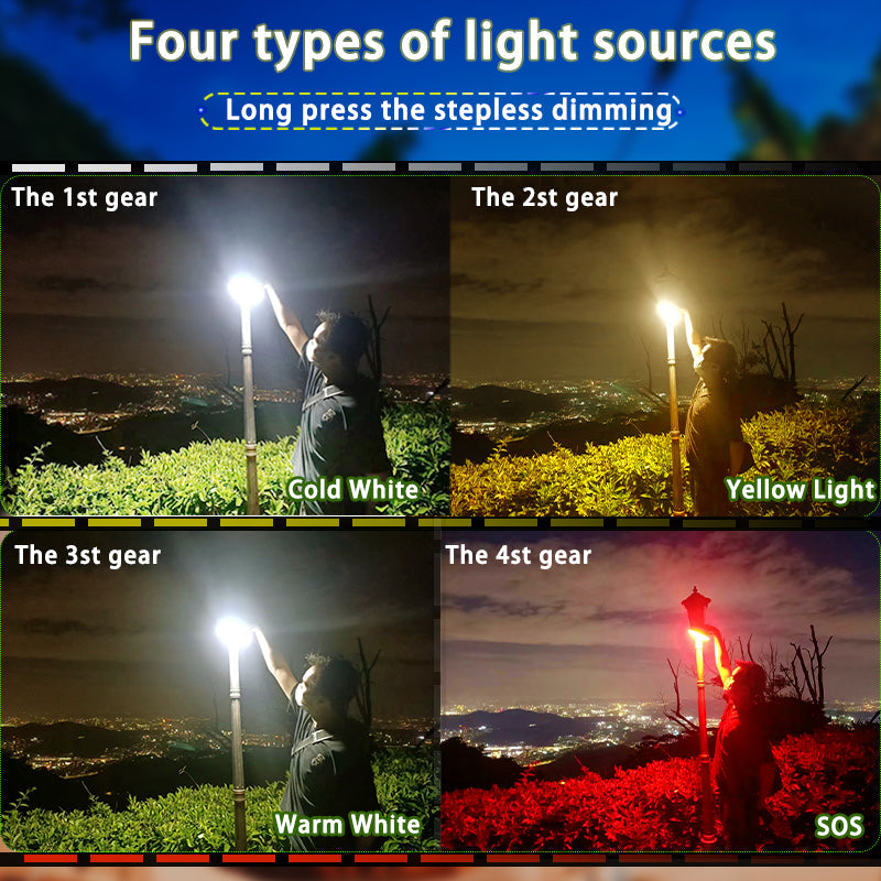 80W LED Solar Rechargeable Camping Lamp with Magnet and Zoom Function
