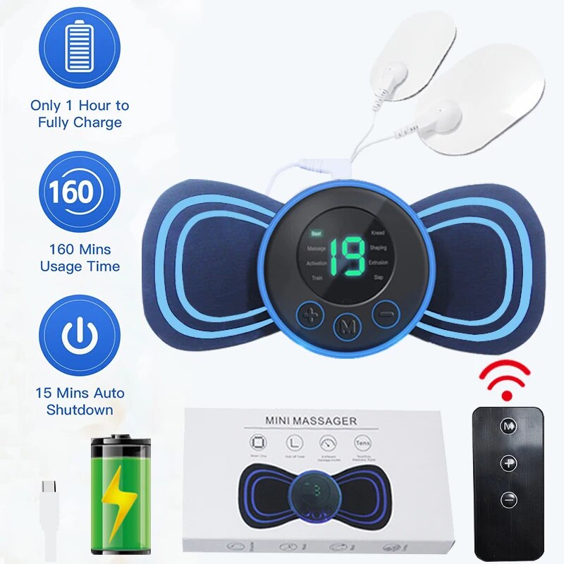 Portable Electric Mini Neck Massager with Pad & Remote Control | Smart Massager