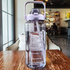 2L PORTABLE WATER BOTTLE WITH STRAW AND TIME MARKINGS FOR SPORT & FITNESS