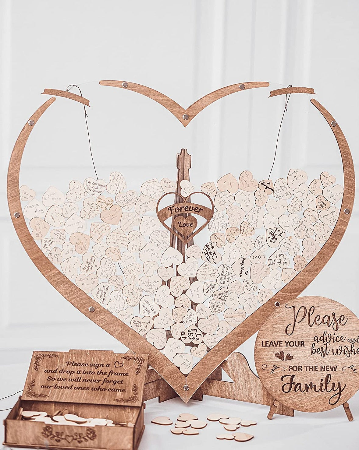 Heart-Shaped Wooden Guest Book – Memoro