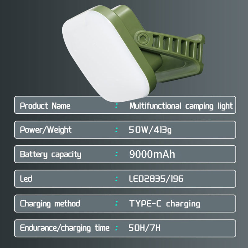 80W LED Solar Rechargeable Camping Lamp with Magnet and Zoom Function