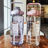 2L PORTABLE WATER BOTTLE WITH STRAW AND TIME MARKINGS FOR SPORT & FITNESS