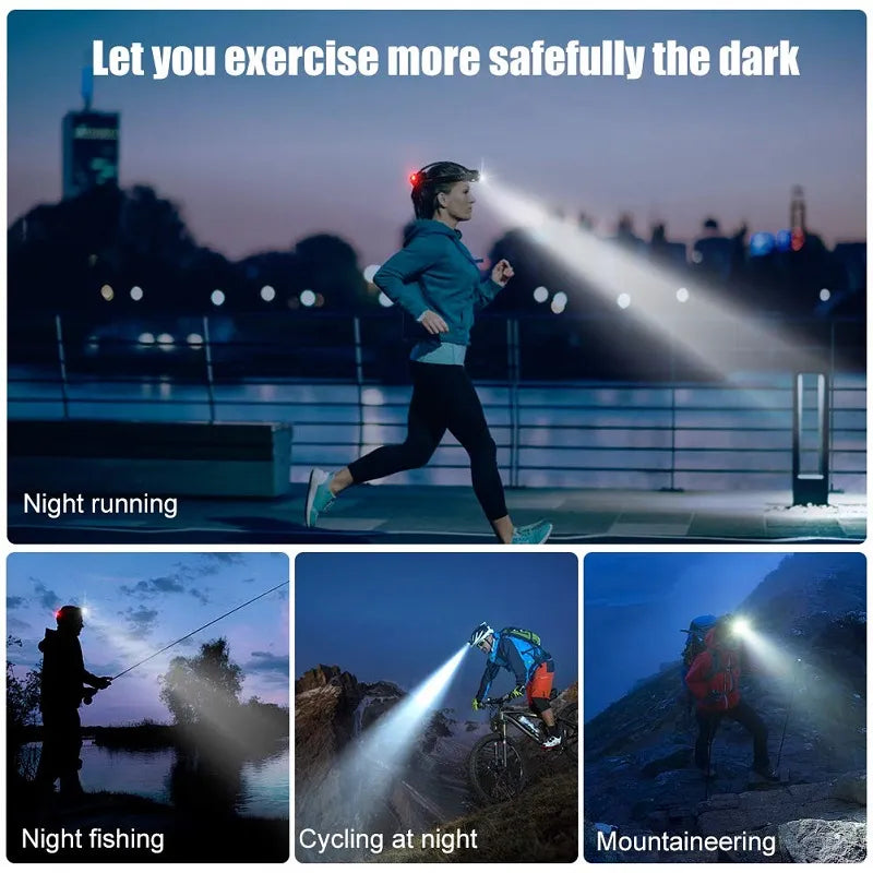 Powerful Waterproof LED Headlamp with Zoom & Rechargeable Battery for Outdoor Activities