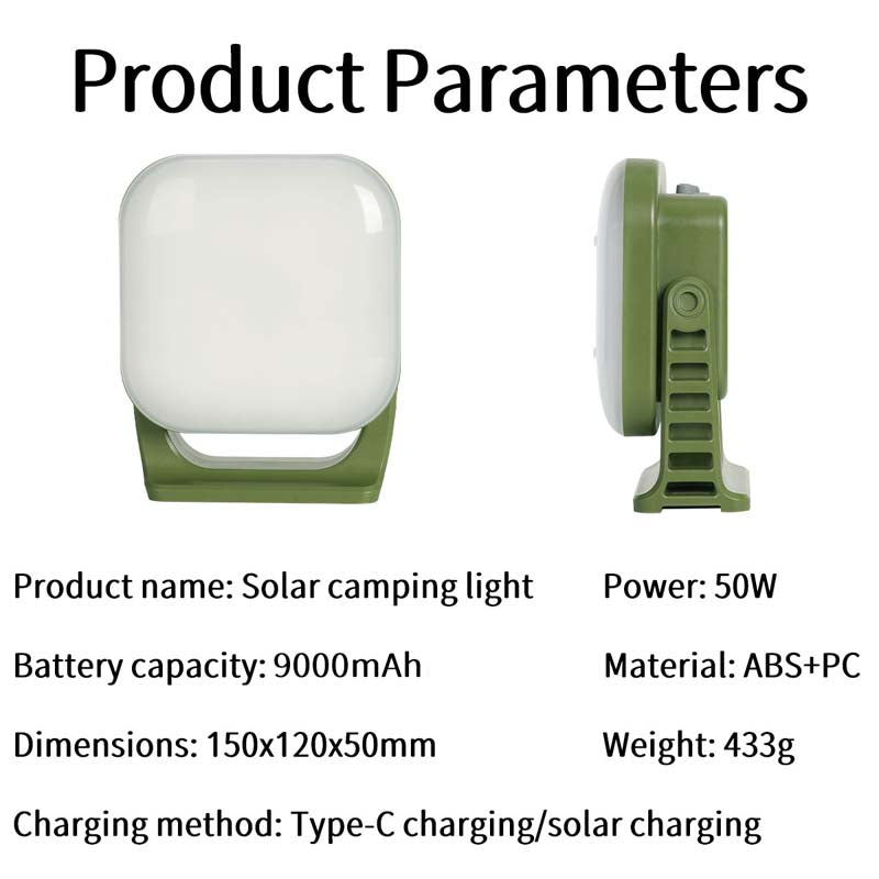 80W LED Solar Rechargeable Camping Lamp with Magnet and Zoom Function