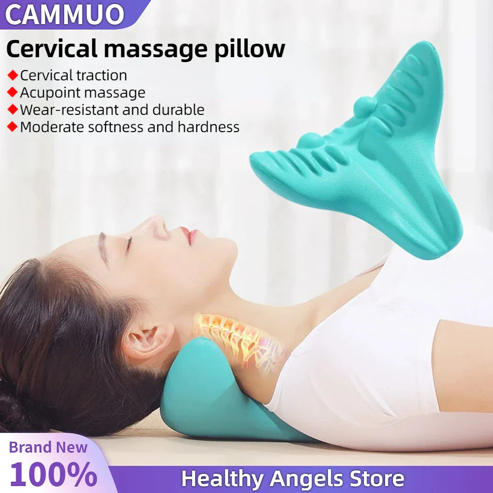 Neck and Shoulder Stretcher - Cervical Traction Massage Cushion for Spinal Alignment