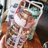 2L PORTABLE WATER BOTTLE WITH STRAW AND TIME MARKINGS FOR SPORT & FITNESS