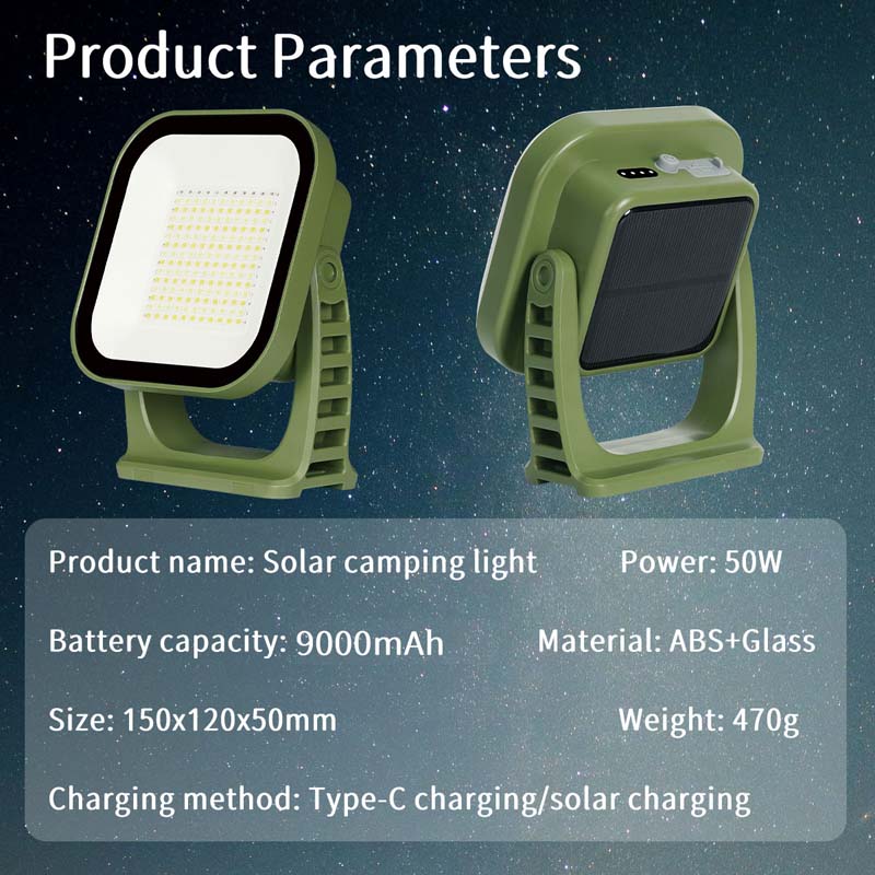 80W LED Solar Rechargeable Camping Lamp with Magnet and Zoom Function