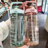 2L PORTABLE WATER BOTTLE WITH STRAW AND TIME MARKINGS FOR SPORT & FITNESS
