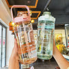 2L PORTABLE WATER BOTTLE WITH STRAW AND TIME MARKINGS FOR SPORT & FITNESS