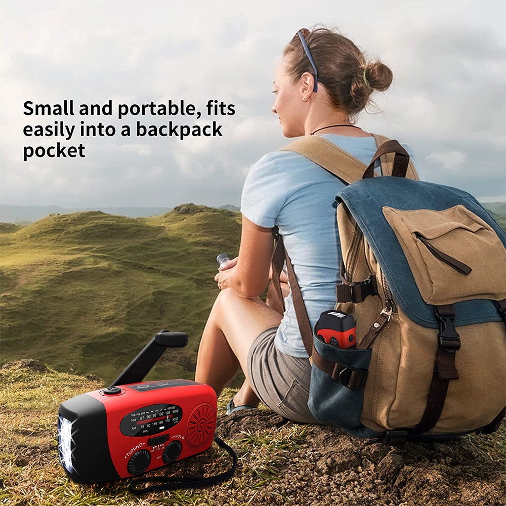 Self-Powered Emergency Radio – Hand Crank, Solar, Torch & Power Bank – FM/AM Radio, Essential for Disasters and Emergencies