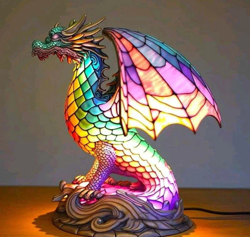 Vibrant Stained Glass Animal Lamps – Artistic Table Decoration