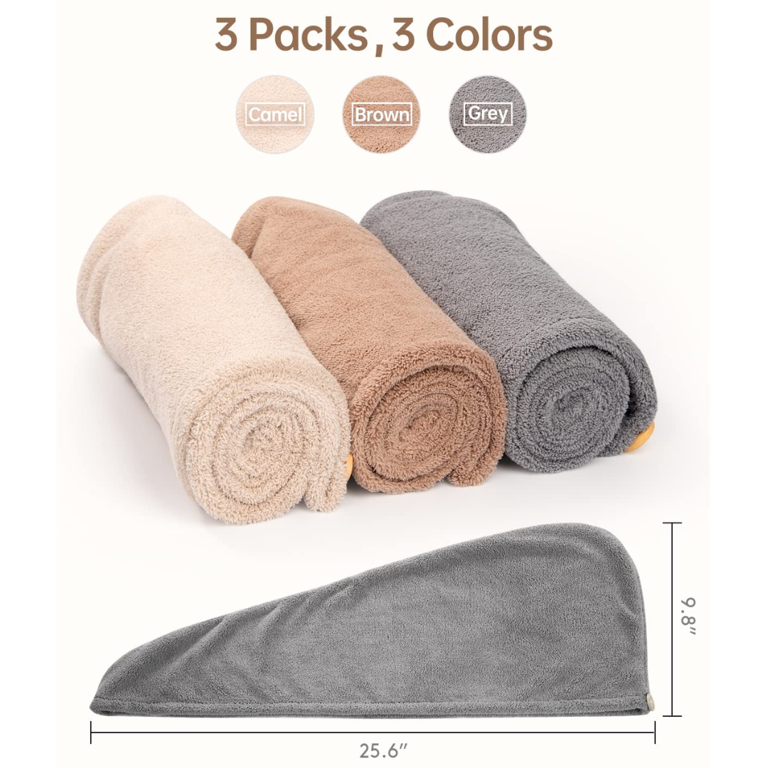Microfibre Hair Towel Wrap – Pack of 3
