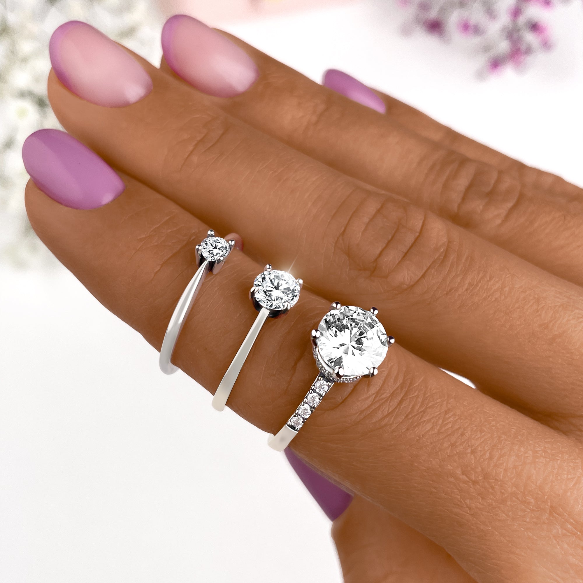 Solitaire Zirconia Ring - Elena