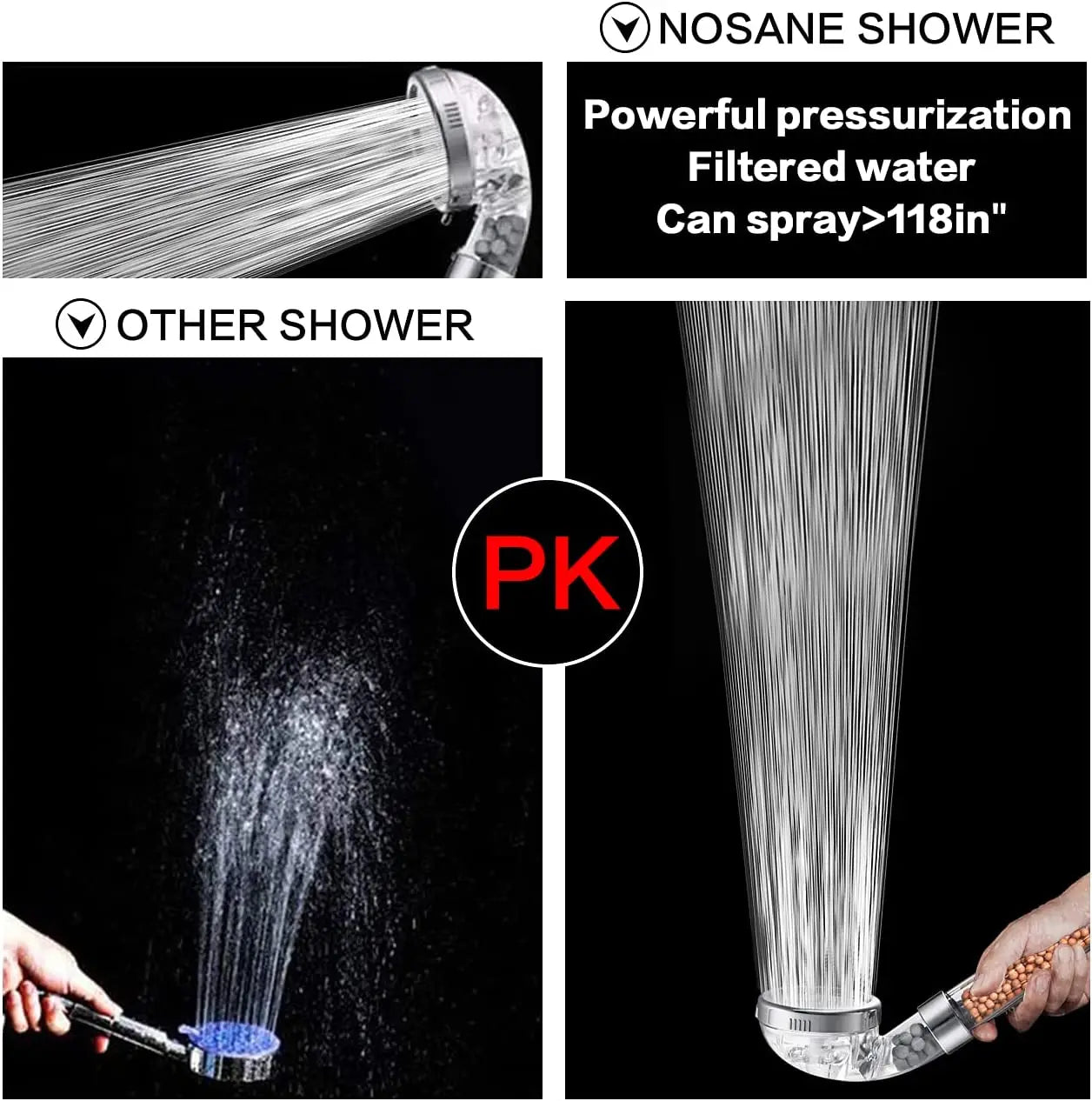 High-Pressure Water-Saving Shower Head with Filter - AquaGlow