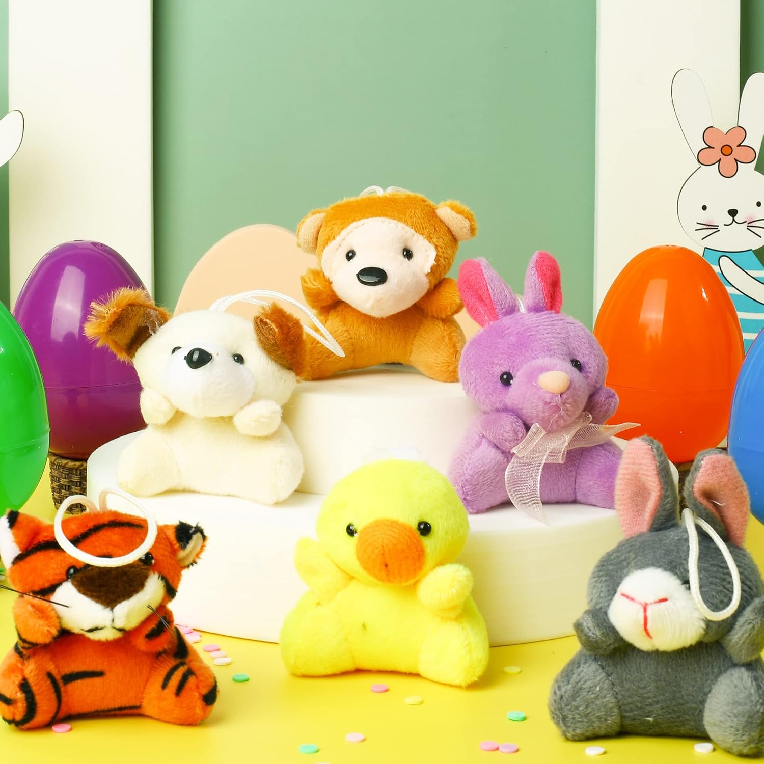 Plush Easter Eggs with Mini Animals for Children – 12 Piece Surprise Egg Set