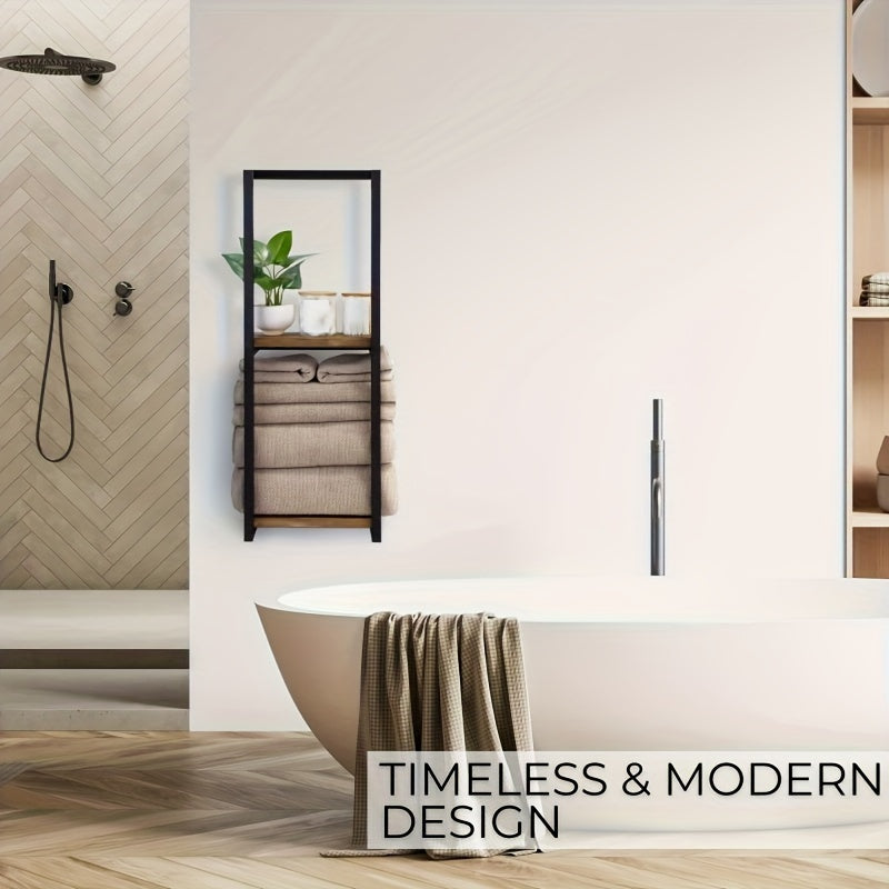 Industrial Towel Rack with Shelves – Elegant and Functional Wall Furniture
