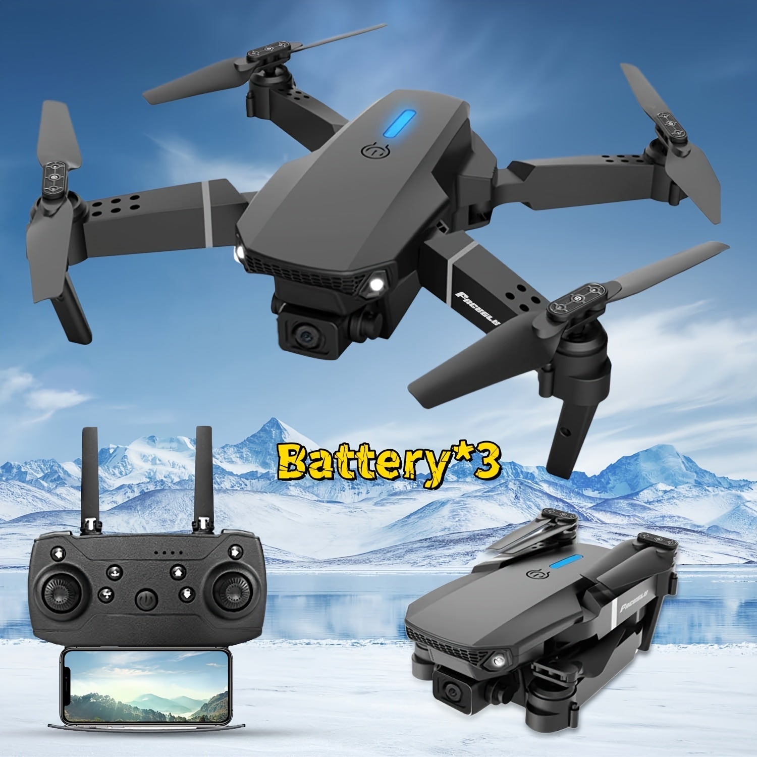 E88 Drone with Dual Camera – Foldable Quadcopter with Altitude Hold