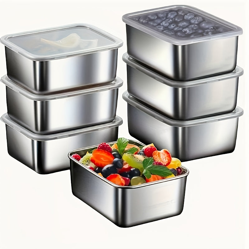 7-Piece Stainless Steel Food Storage Set – Leakproof and Stackable Containers for Home or Outdoor