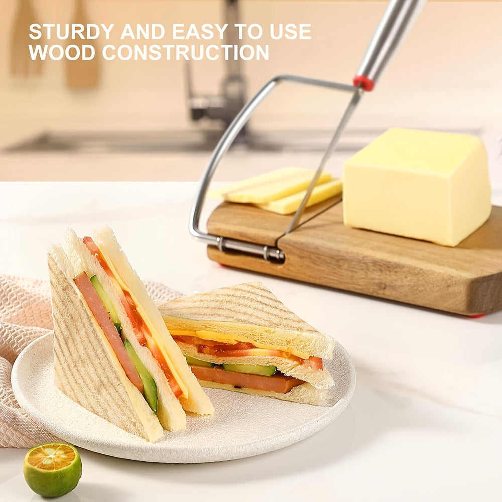 Artisan Acacia Cheese Slicer – Stainless Steel Knife on Elegant Wooden Base