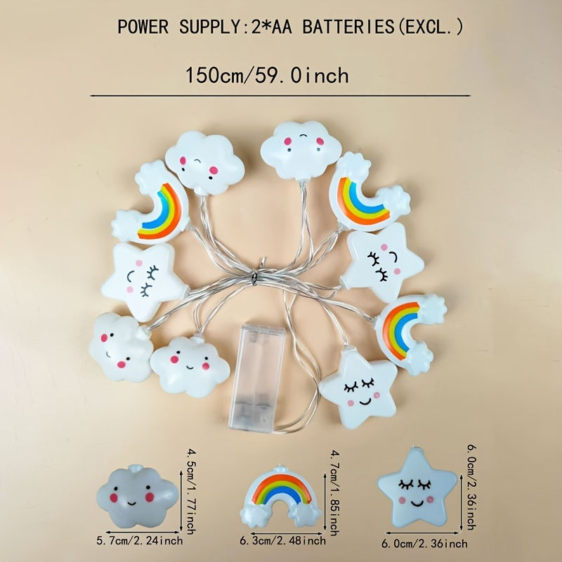 Magical LED String Lights – Star, Cloud and Rainbow Designs for a Cheerful Atmosphere