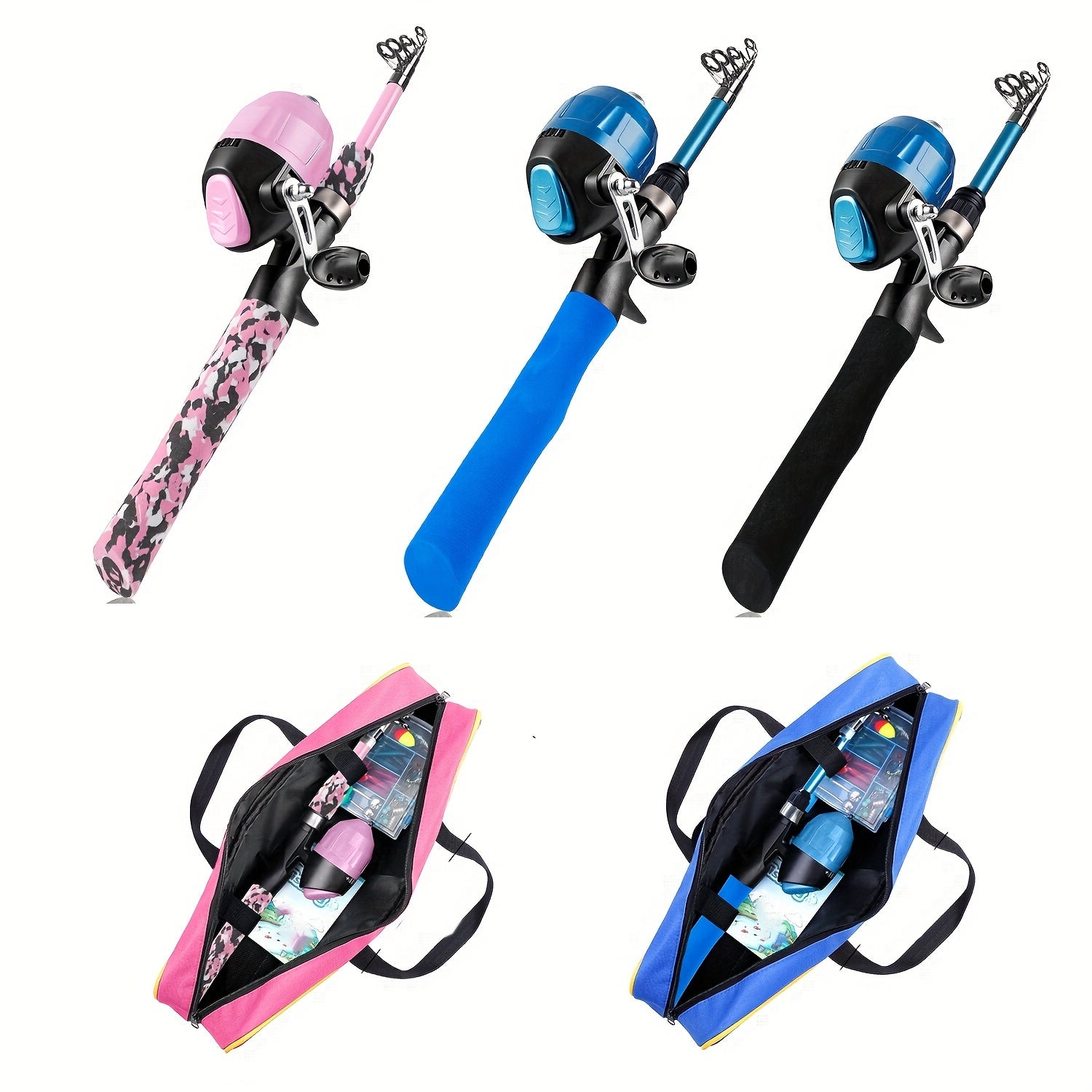 Complete Beginner Telescopic Fishing Rod & Reel Set with Carry Bag and Tackle Box