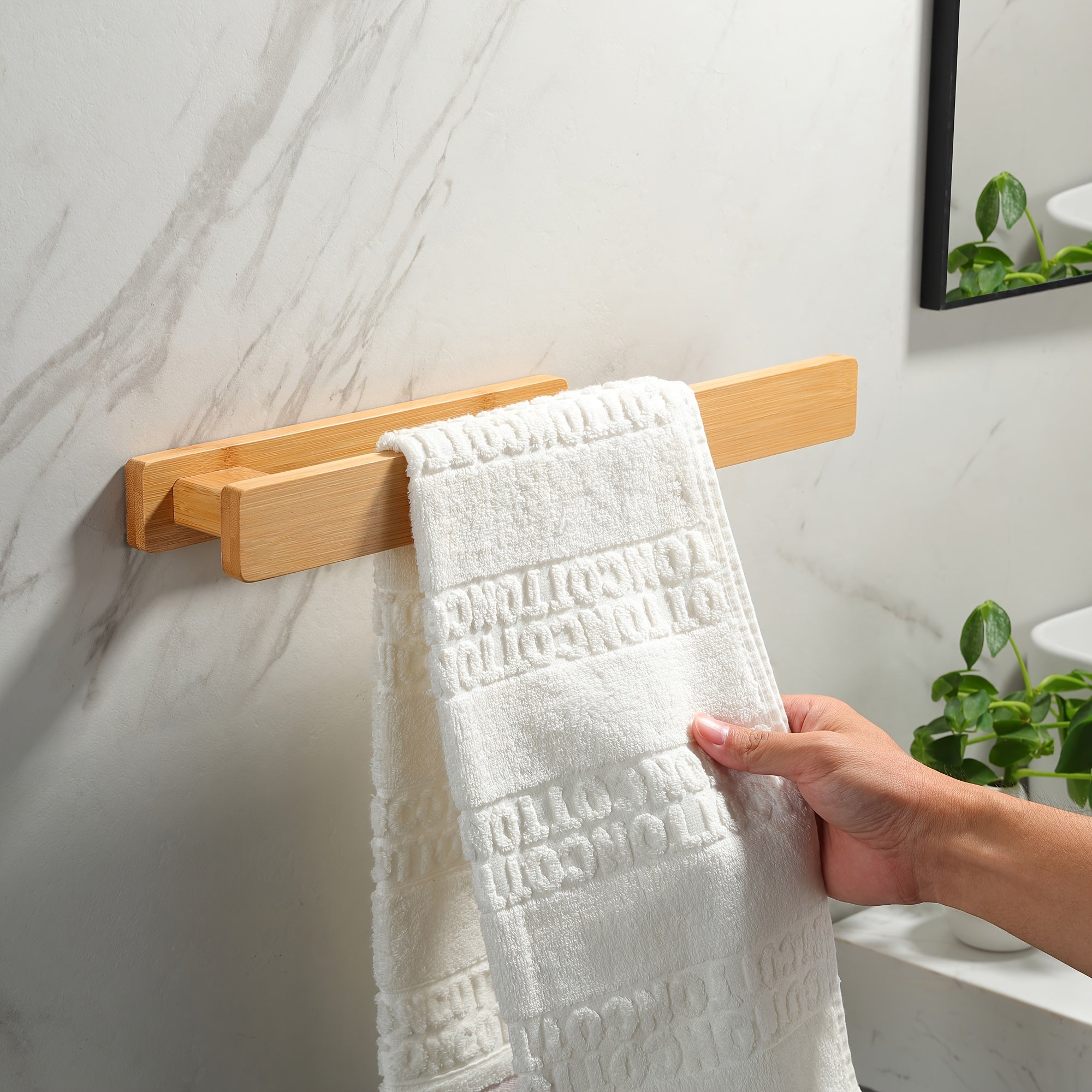 Modern Wooden Towel Holder – Elegant Wall Mounting Without Tools