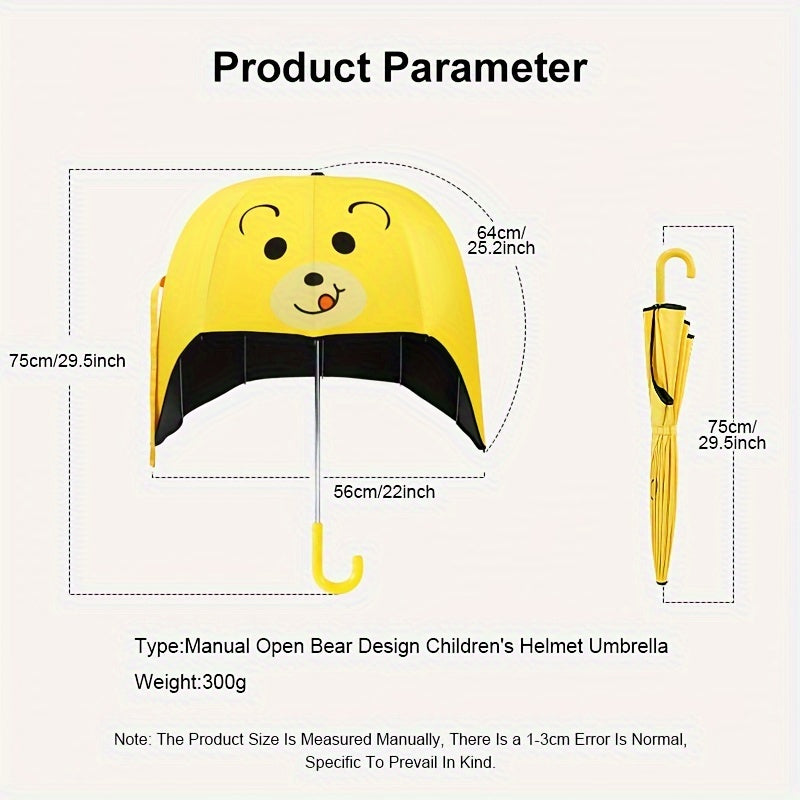 Cute Bear Umbrella for Children – Manual Opening with Sun and Rain Protection
