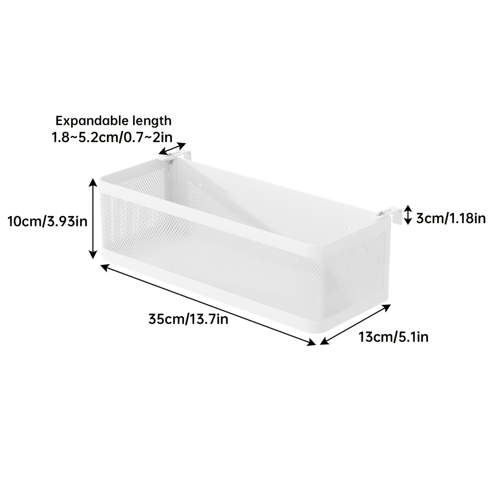 Adjustable Metal Storage Basket with Hooks - Handy Solution for Organisation