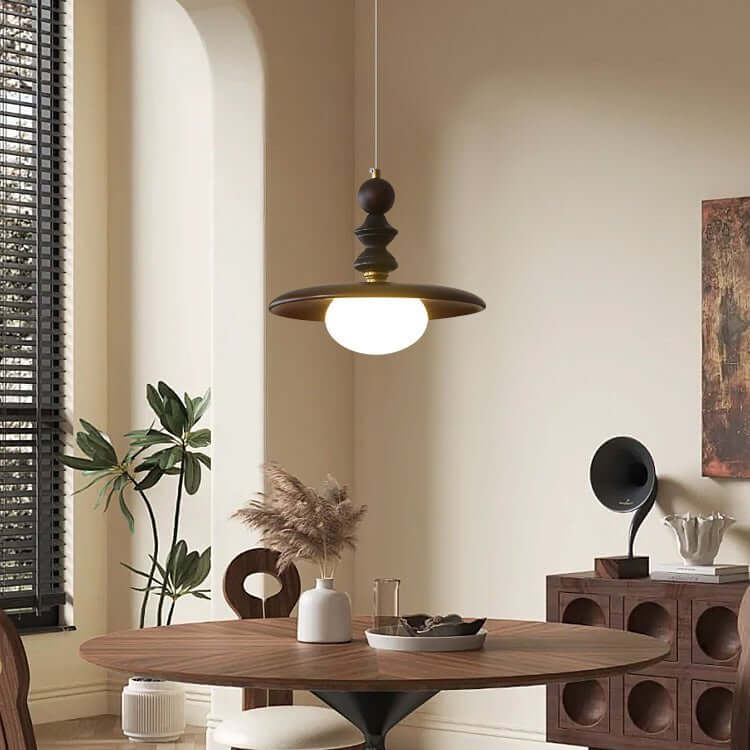 Pendant Light with Wooden Accents