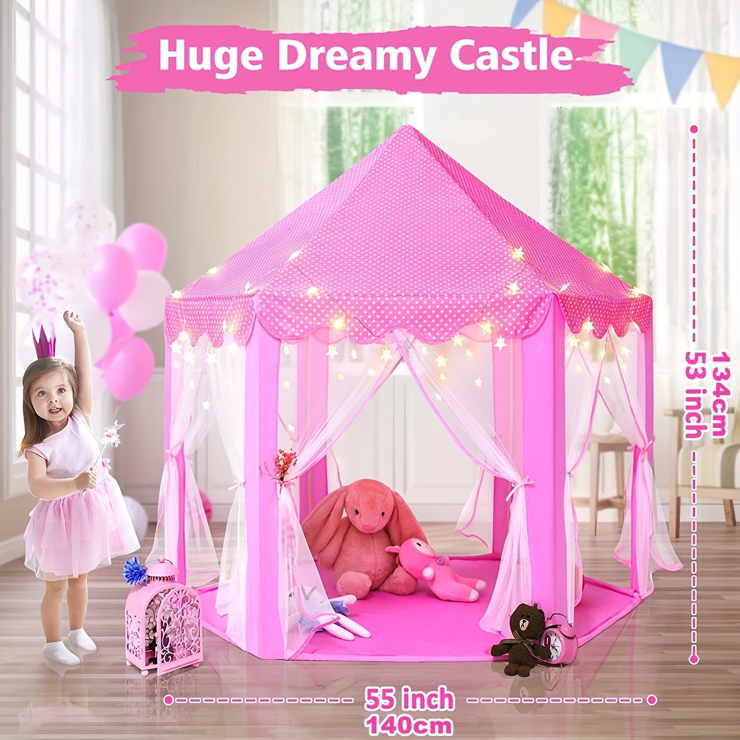 Dreamy Castle Play Tent - Magical Experience World for Children with Lights