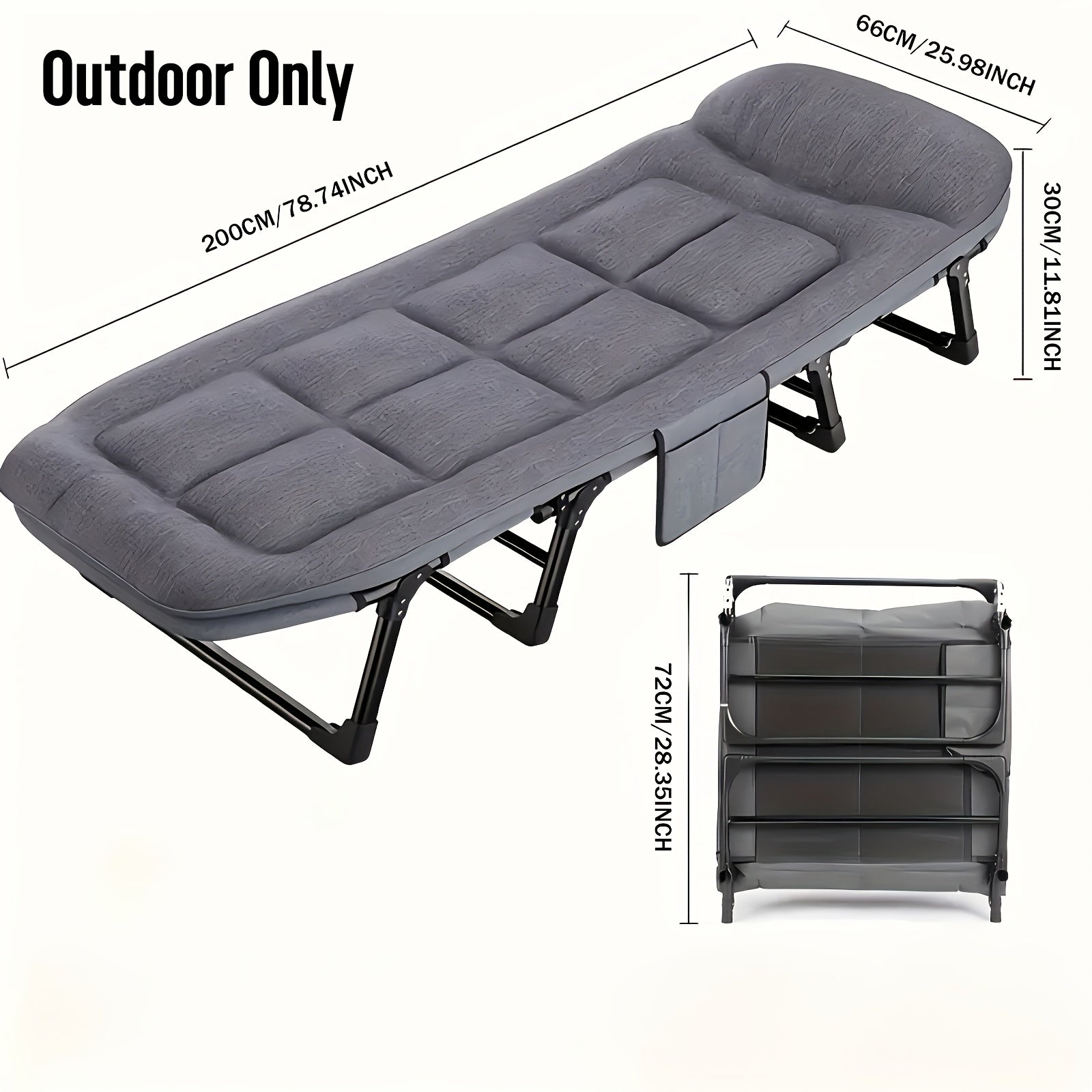 Foldable Camping Bed for Adults – Lightweight Aluminium and Stainless Steel Frame